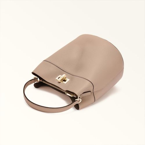Furla Amelia Bucket Bag hand-en schoudertas voor dames in beige leer
