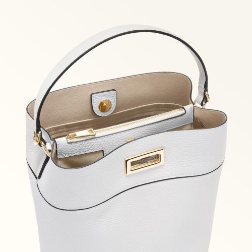 Furla Amelia Bucket Bag hand-en schoudertas voor dames in offwit leer