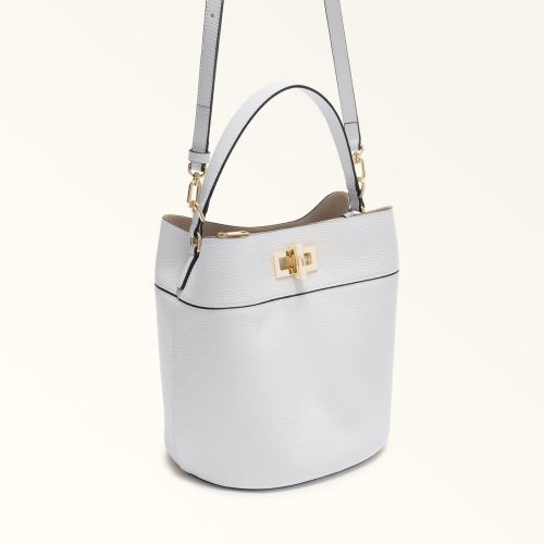 Furla Amelia Bucket Bag hand-en schoudertas voor dames in offwit leer
