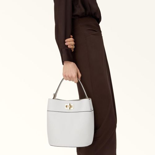 Furla Amelia Bucket Bag hand-en schoudertas voor dames in offwit leer