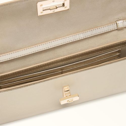 Furla Clara crossbody handtas in goud metallic leer voor dames. 