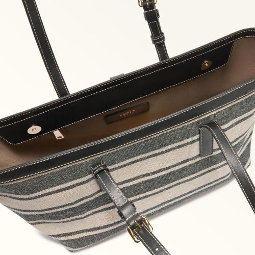 Furla Debby Tote Shopper voor dames in donkerblauw leer met canvas. 