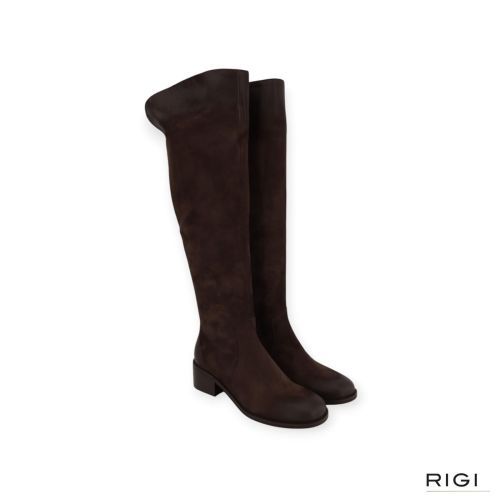 Gianmarco F. dames knie laars in bruin suede.