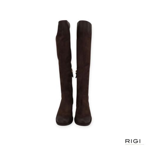 Gianmarco F. dames knie laars in bruin suede.
