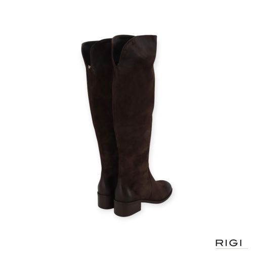Gianmarco F. dames knie laars in bruin suede.