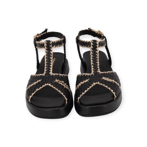 Gianmarco Sorelli Ares sandaal in zwart tressée met goud. 