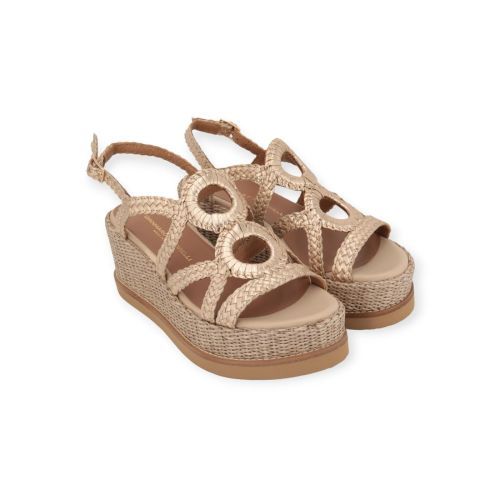 Gianmarco Sorelli Jill sandaal in goud tressée op een sleehak. 