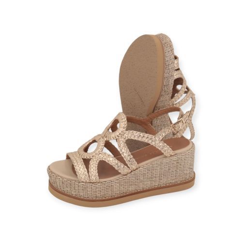 Gianmarco Sorelli Jill sandaal in goud tressée op een sleehak. 