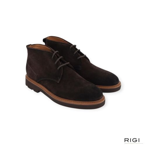 Giorgio heren enkellaars - boot in donker bruin suede leer.