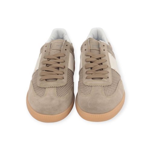 Giorgio sneaker in kaki suède met offwit leer voor heren. 