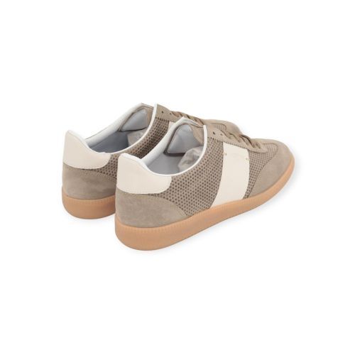 Giorgio sneaker in kaki suède met offwit leer voor heren. 