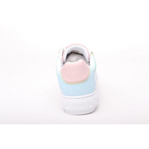 Guess dames sneaker in wit leer met multi kleur (blauw/rose) afgewerkt Fiena