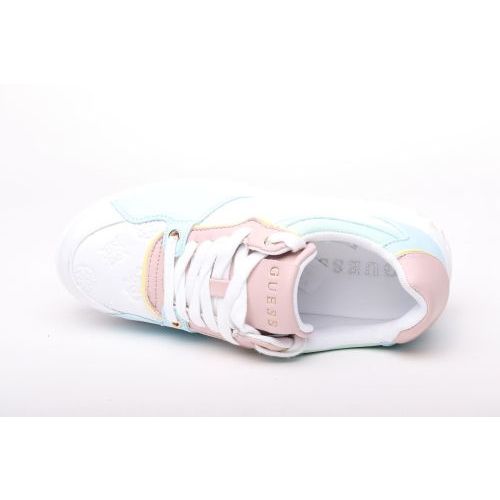 Guess dames sneaker in wit leer met multi kleur (blauw/rose) afgewerkt Fiena