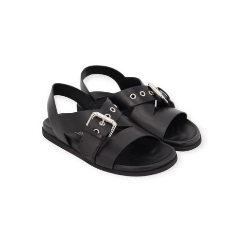 Guglielmo Rotta Turner sandaal voor dames in zwart leer.