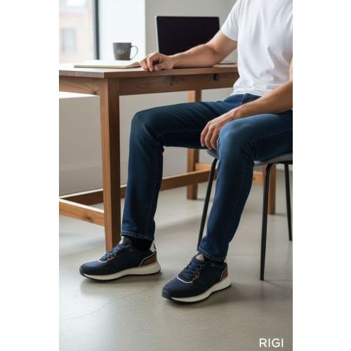 Hackett otto run heren sneaker in blauw suede.