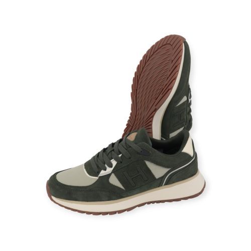 Hackett otto run heren sneaker in groen suede.