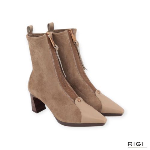Hispanitas Bangkok HI265085 enkellaars in taupe suède, leer voor dames.