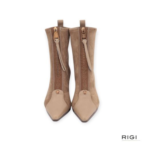 Hispanitas Bangkok HI265085 enkellaars in taupe suède, leer voor dames.