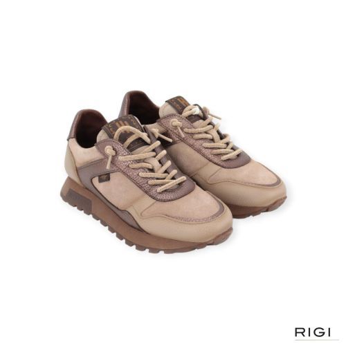Hispanitas Oregon HI26508 sneaker in taupe, brons suède, leer voor dames. Hispanitas Oregon HI26508 sneaker in taupe, brons suède, leer voor dames.