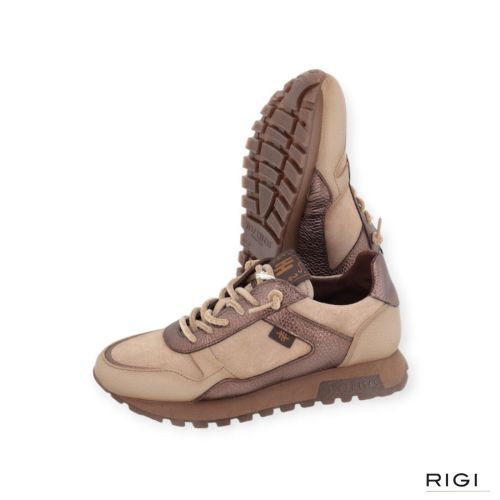 Hispanitas Oregon HI26508 sneaker in taupe, brons suède, leer voor dames. Hispanitas Oregon HI26508 sneaker in taupe, brons suède, leer voor dames.