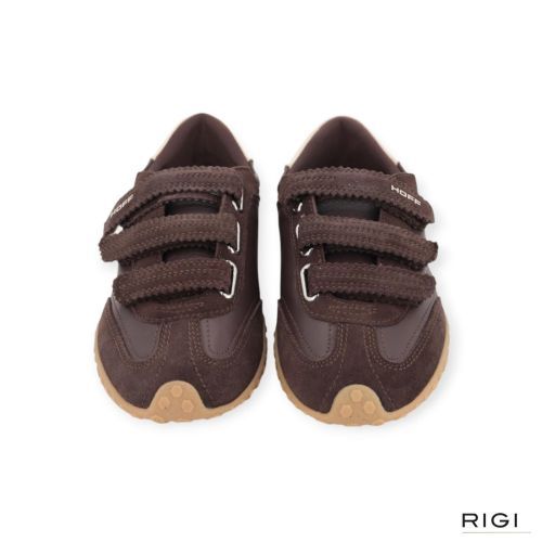 Hoff Bridge Velcros sneaker in bruin suède met nylon voor dames. Hoff Bridge Velcros sneaker in bruin suède met nylon voor dames.