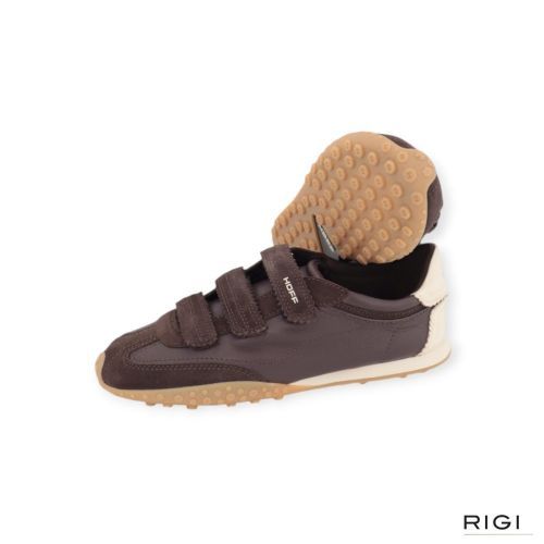 Hoff Bridge Velcros sneaker in bruin suède met nylon voor dames. Hoff Bridge Velcros sneaker in bruin suède met nylon voor dames.