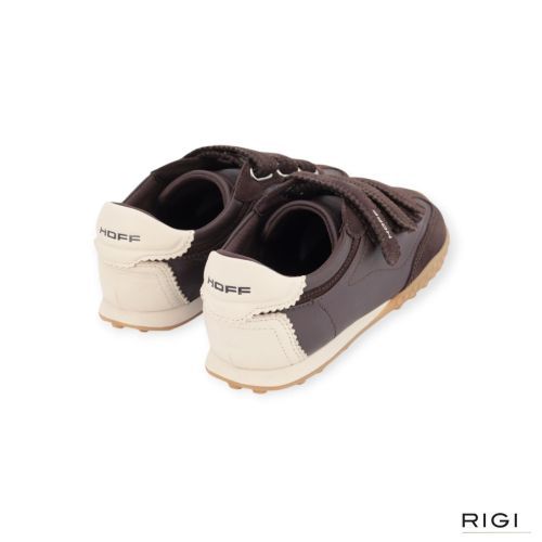 Hoff Bridge Velcros sneaker in bruin suède met nylon voor dames. Hoff Bridge Velcros sneaker in bruin suède met nylon voor dames.