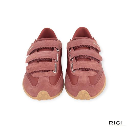 Hoff Bridge Velcros sneaker in rood suède met nylon voor dames. Hoff Bridge Velcros sneaker in rood suède met nylon voor dames.