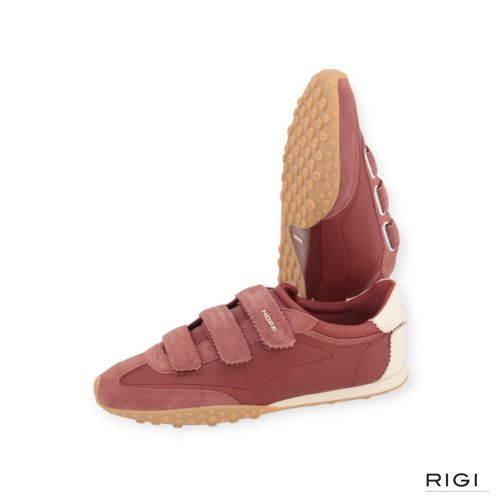 Hoff Bridge Velcros sneaker in rood suède met nylon voor dames. Hoff Bridge Velcros sneaker in rood suède met nylon voor dames.