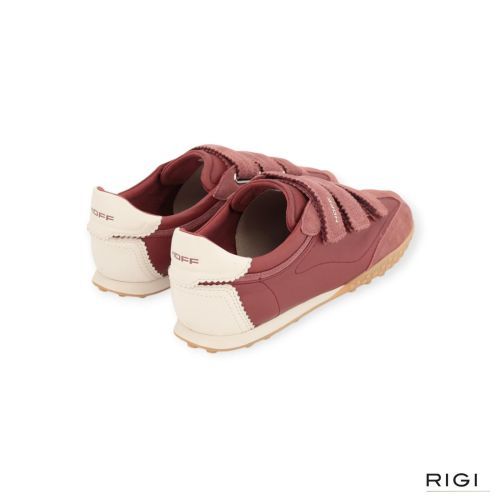Hoff Bridge Velcros sneaker in rood suède met nylon voor dames. Hoff Bridge Velcros sneaker in rood suède met nylon voor dames.