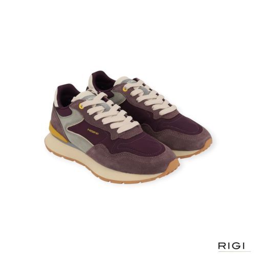 Hoff City Chroma Aubergine sneaker in paars, blauw suède met nylon voor dames.
