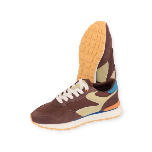 Hoff City Dopamine sneaker in bruin suède met nylon voor dames. Hoff City Dopamine sneaker in bruin suède met nylon voor dames.