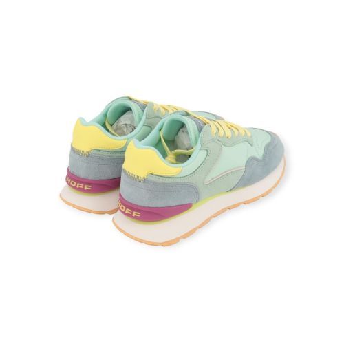 Hoff City Dopamine Aqua sneaker in lichtblauw suède met groen nylon voor dames. Hoff City Dopamine Aqua sneaker in lichtblauw suède met groen nylon voor dames.
