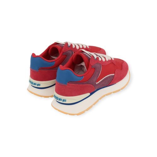 Hoff City Dopamine Berry sneaker in rood suède met nylon voor dames. Hoff City Dopamine Berry sneaker in rood suède met nylon voor dames.