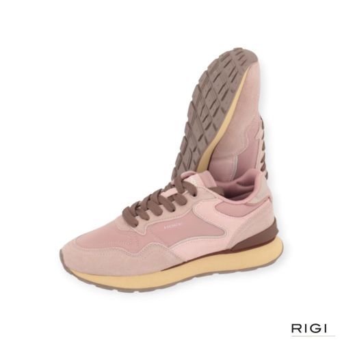 Hoff City Retro Rosewood sneaker in roze suède met nylon voor dames. 