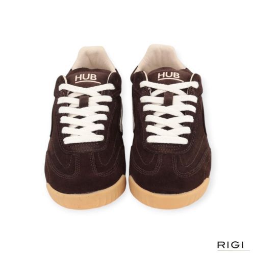 Hub Dayton M8702S47 heren sneaker in bruin suede leer.