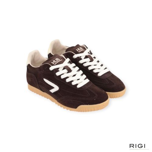 Hub Dayton dames sneaker in bruin suede leer. Hub Dayton dames sneaker in bruin suede leer.