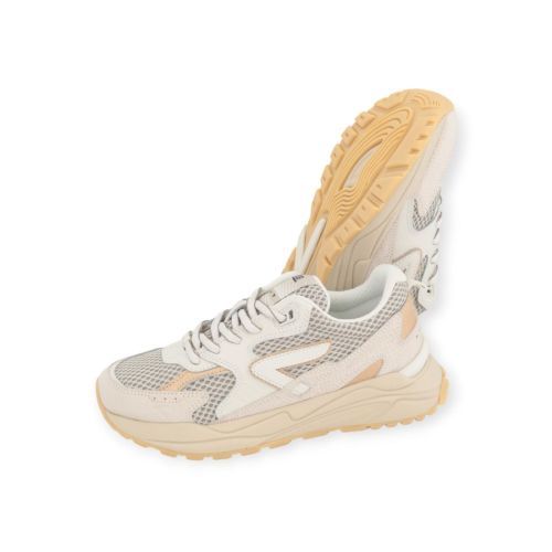 Hub Grid M49 sneaker voor dames in off wit leer en shinning goud. Hub Grid M49 sneaker voor dames in off wit leer en shinning goud.