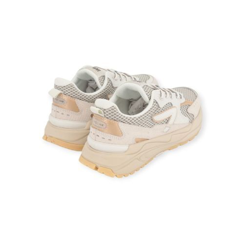 Hub Grid M49 sneaker voor dames in off wit leer en shinning goud. Hub Grid M49 sneaker voor dames in off wit leer en shinning goud.