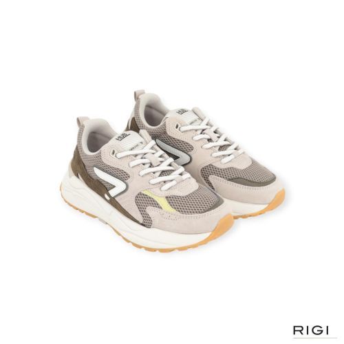 Hub Grid M61 dames sneaker in taupe en groen suede.