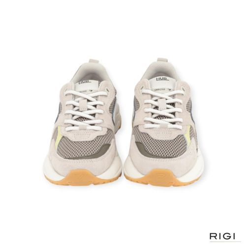Hub Grid M61 dames sneaker in taupe en groen suede.