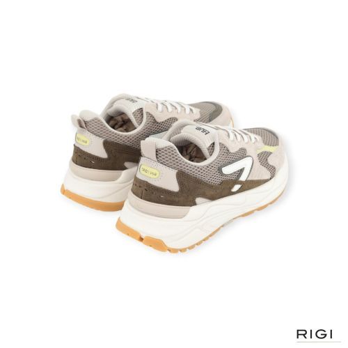 Hub Grid M61 dames sneaker in taupe en groen suede.
