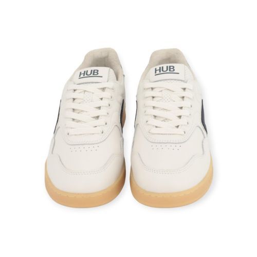 Hub Vancouver L sneaker voor heren in off wit met blauw suède. Hub Vancouver L sneaker voor heren in off wit met blauw suède.