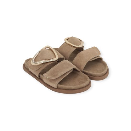 Inuikii Dreamer Buckle muil in beige suède voor dames.