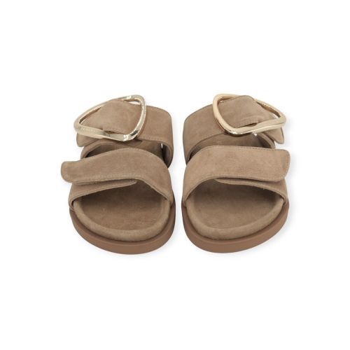 Inuikii Dreamer Buckle muil in beige suède voor dames.