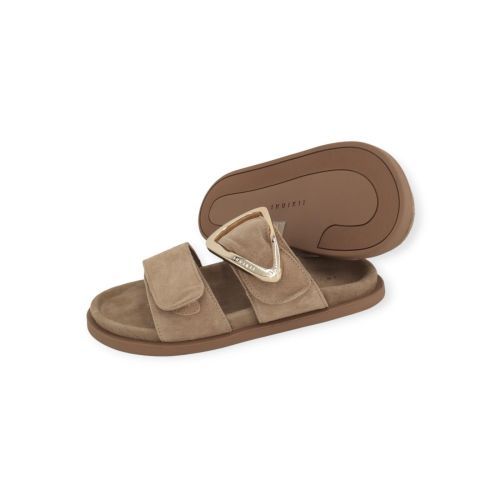 Inuikii Dreamer Buckle muil in beige suède voor dames.