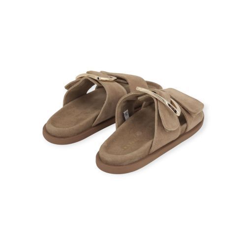 Inuikii Dreamer Buckle muil in beige suède voor dames.