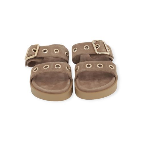 Inuikii Tilda Buckle muil in beige suède voor dames. 