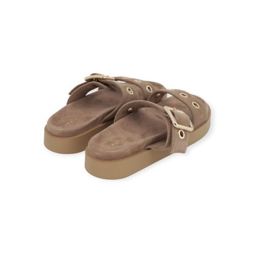 Inuikii Tilda Buckle muil in beige suède voor dames. 