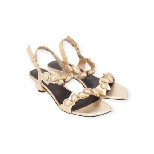 Jeannot sandaal in platino goud shining, metallic leer voor dames. 